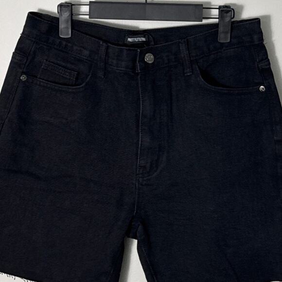 NWT Pretty Little Thing Washed Black Longline Fitted Denim Shorts Sz 8 US/12 UK - Picture 10 of 11
